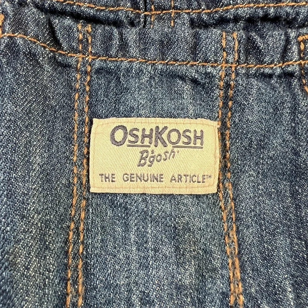 OshKosh B'gosh Overalls Kids 2T Blue Denim Lined Plaid Cuff Adjustable Strap